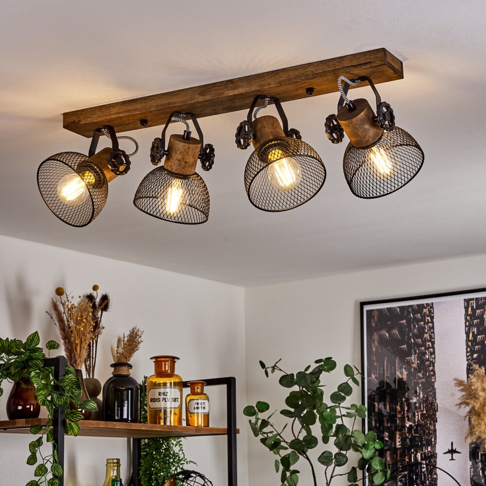 Plafonnier Orny Bois foncé, Noir, 4 lumières main product photo