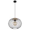 Suspension Globo LACKY Bois clair, Noir, 1 lumière