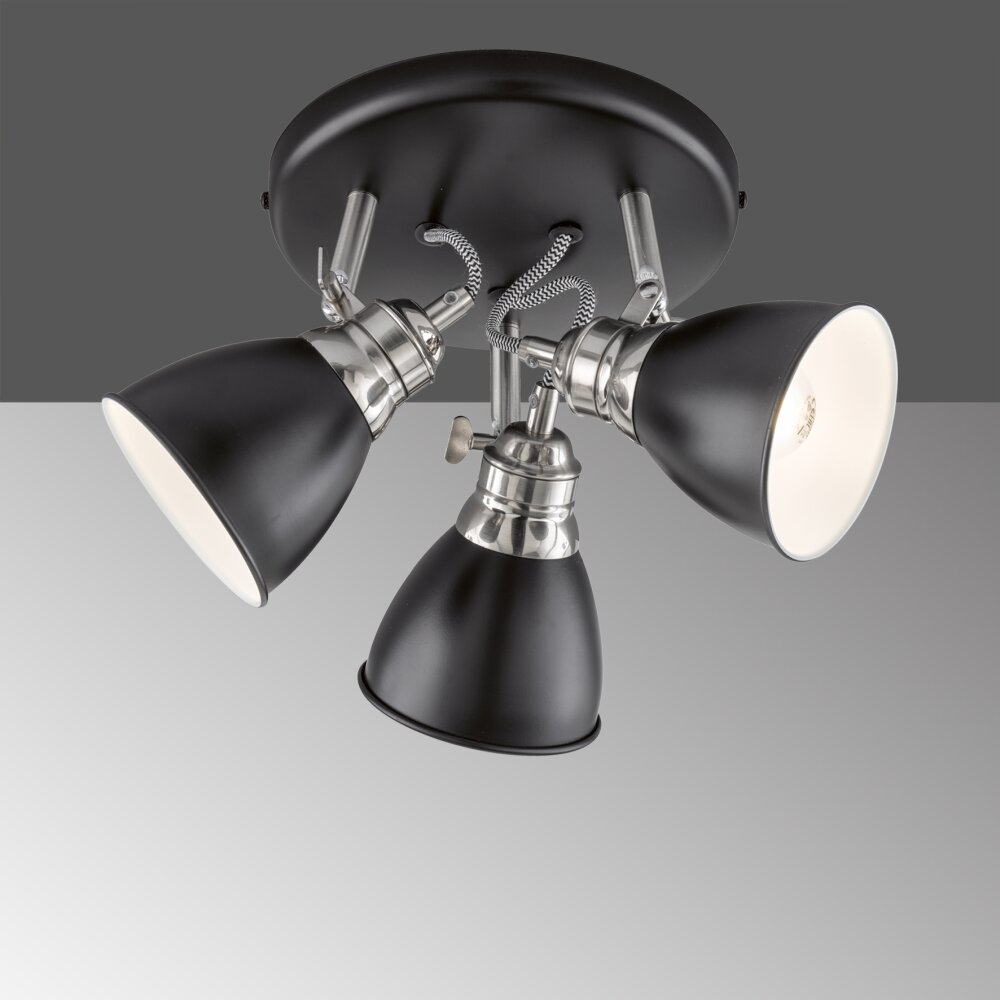 Plafonnier Fischer-Honsel Wales Noir, 3 lumières main product photo