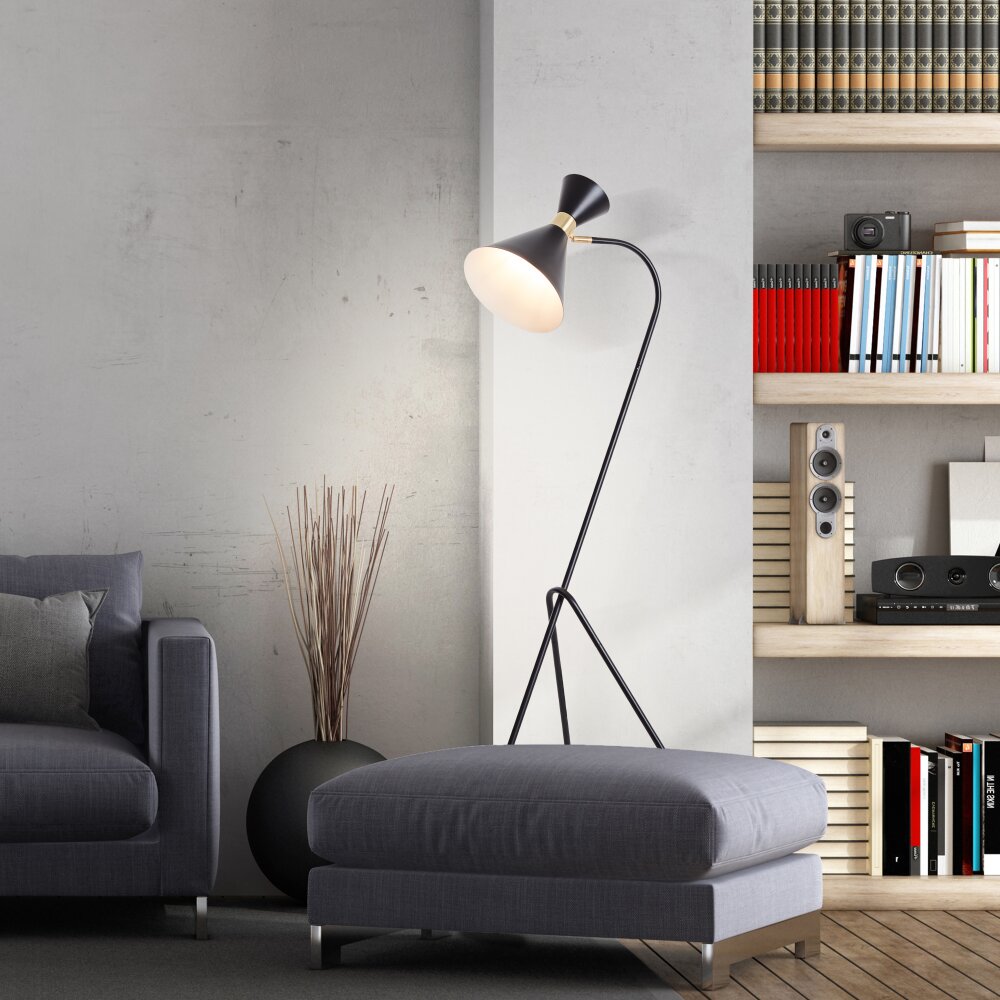 Lampadaire Brilliant Jervis Or, Noir, 1 lumière main product photo