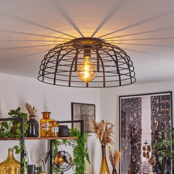 Plafonnier Rivers Noir, 1 lumière