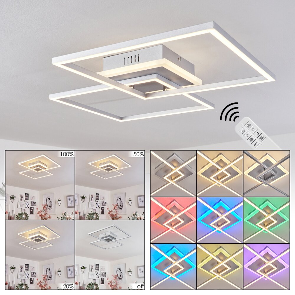 Plafonnier Lithgow LED Argenté, 2 lumières, Télécommandes, Changeur de couleurs main product photo