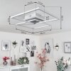 Plafonnier Lithgow LED Argenté, 2 lumières, Télécommandes, Changeur de couleurs