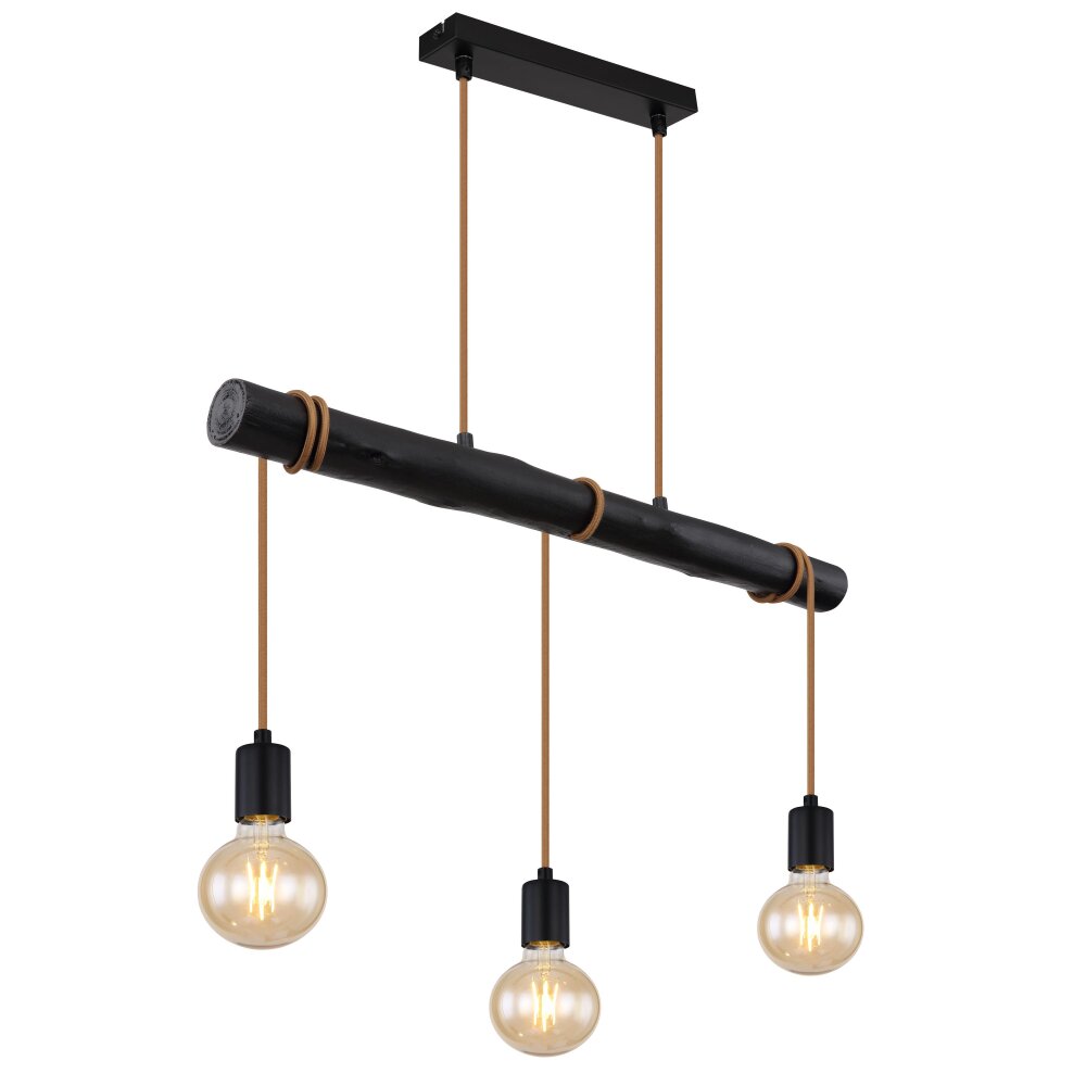 Suspension Globo GREGOR Bois foncé, Noir, 3 lumières main product photo