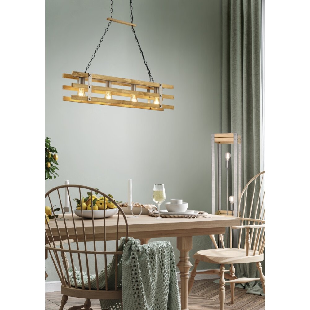 Suspension Mallard Bois clair, Argenté, 4 lumières main product photo