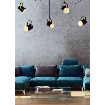 Suspension Lucide SWAPP Noir, 5 lumières Suspension Lucide SWAPP Noir, 5 lumières