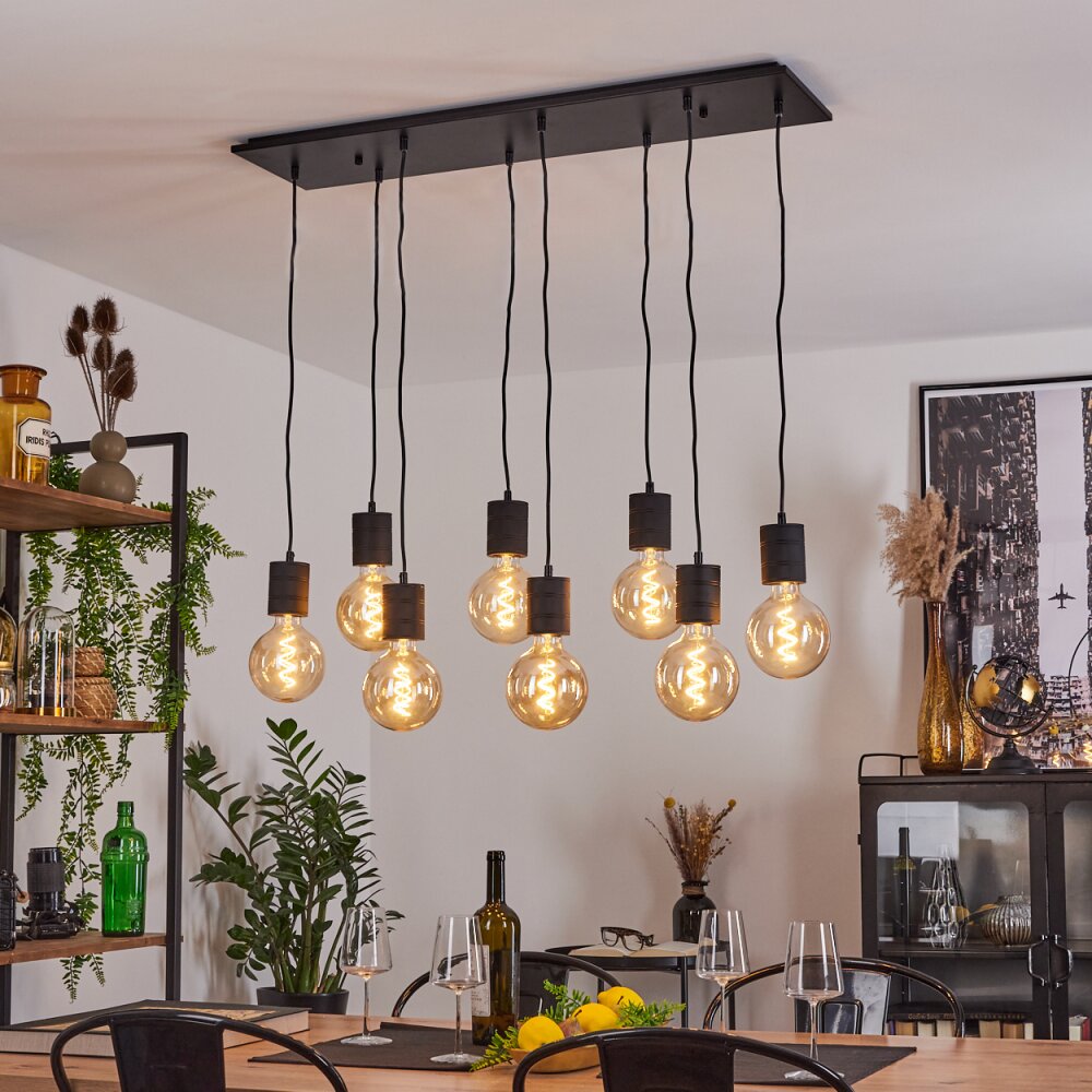 Suspension Ajaccio Noir, 8 lumières main product photo