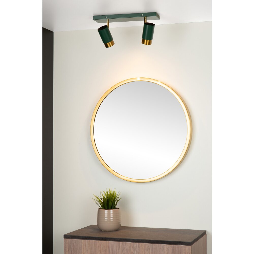Plafonnier Lucide FLORIS Or, Vert, Laiton, 2 lumières main product photo
