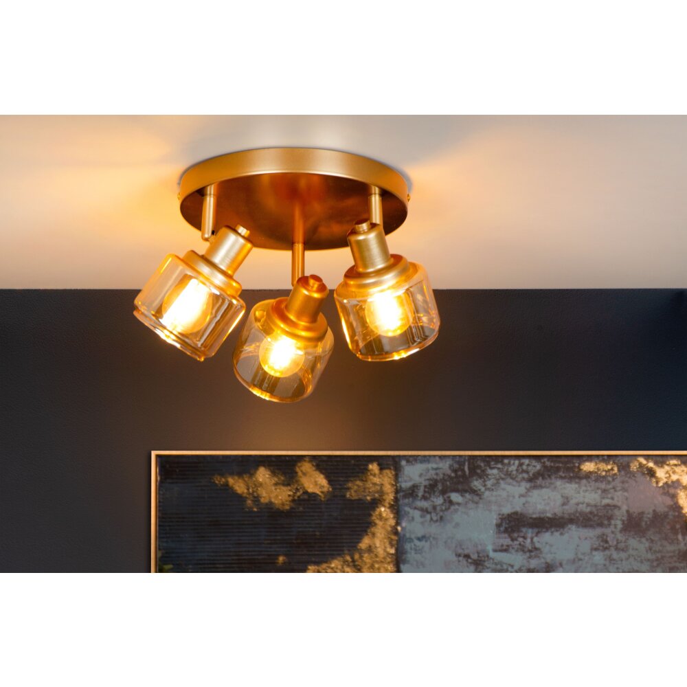 Plafonnier Lucide BJORN Or, Laiton, 3 lumières main product photo