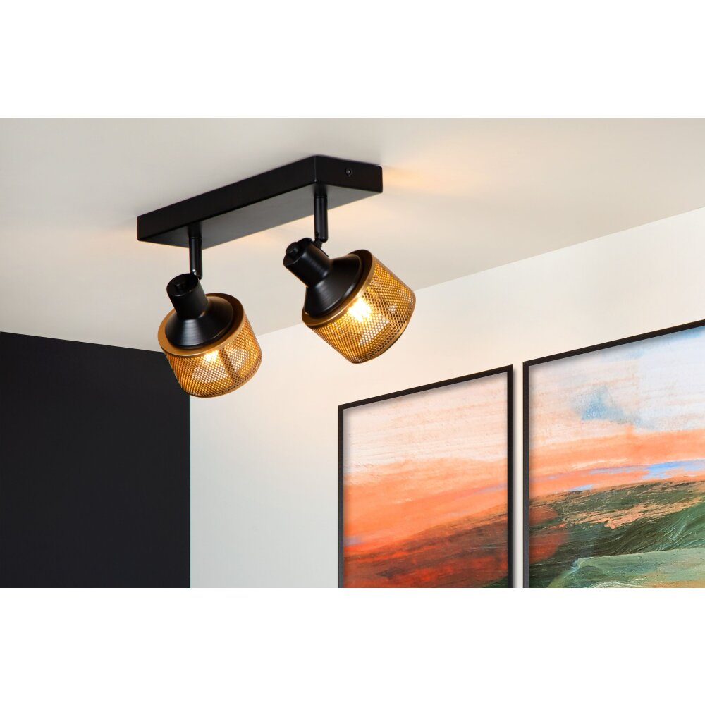 Plafonnier Lucide RAFA Noir, 2 lumières main product photo