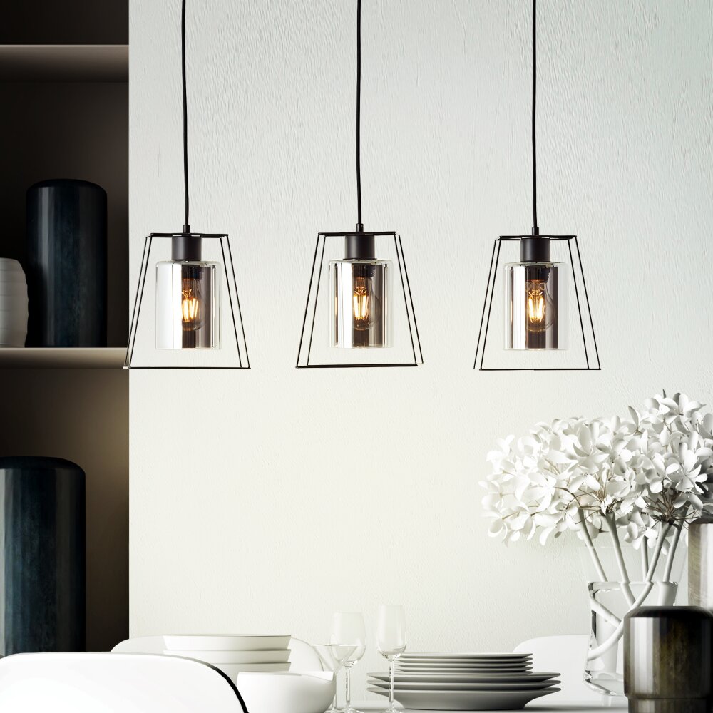 Suspension Brilliant Luxor Noir, 3 lumières main product photo