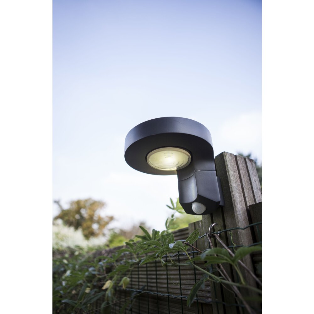 Applique murale d'extérieur Lutec DISO LED Anthracite, 1 lumière, Détecteur de mouvement main product photo