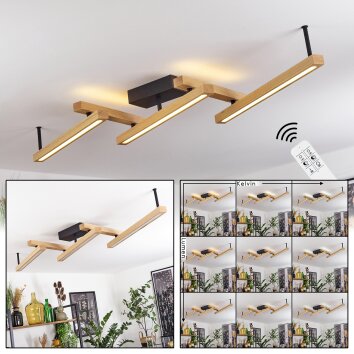 Plafonnier Disentis LED Écru, Noir, 1 lumière, Télécommandes