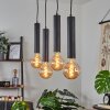 Suspension Wheelwright Noir, 4 lumières