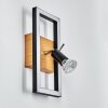 Applique murale Deadwood LED Brun, Chrome, Couleur bois, 2 lumières