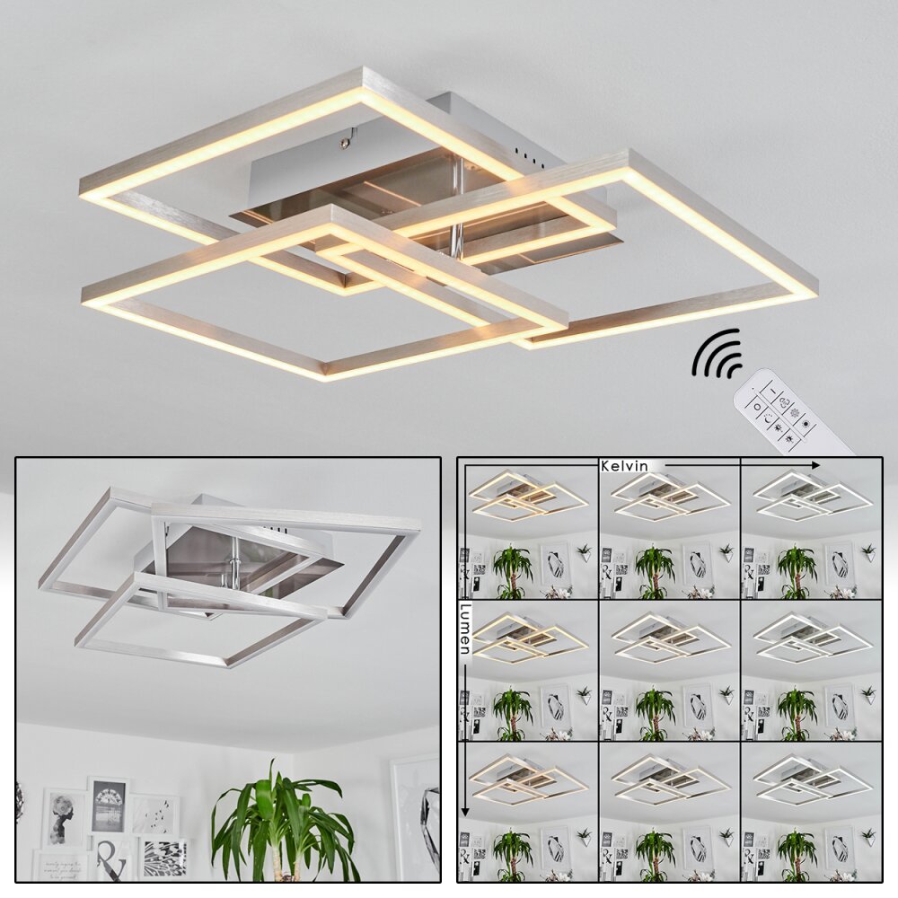 Plafonnier Oberegg LED Chrome, Nickel mat, 1 lumière, Télécommandes main product photo