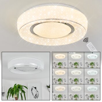 Plafonnier Tobosy LED Blanc, 1 lumière, Télécommandes