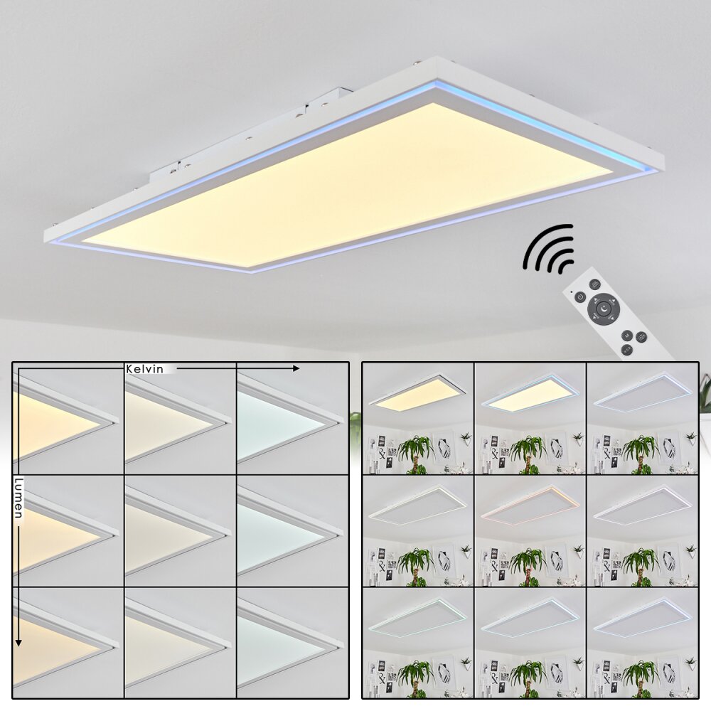 Plafonnier Telsen LED Blanc, 2 lumières, Télécommandes, Changeur de couleurs main product photo