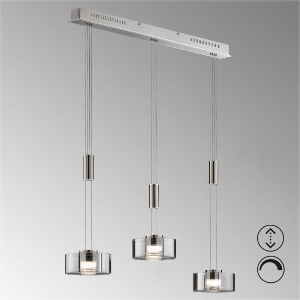 Suspension Fischer & Honsel Lavin LED Nickel mat, 3 lumières main product photo