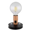 Lampe de table Globo JOHANNA Couleur bois, Noir, 1 lumière