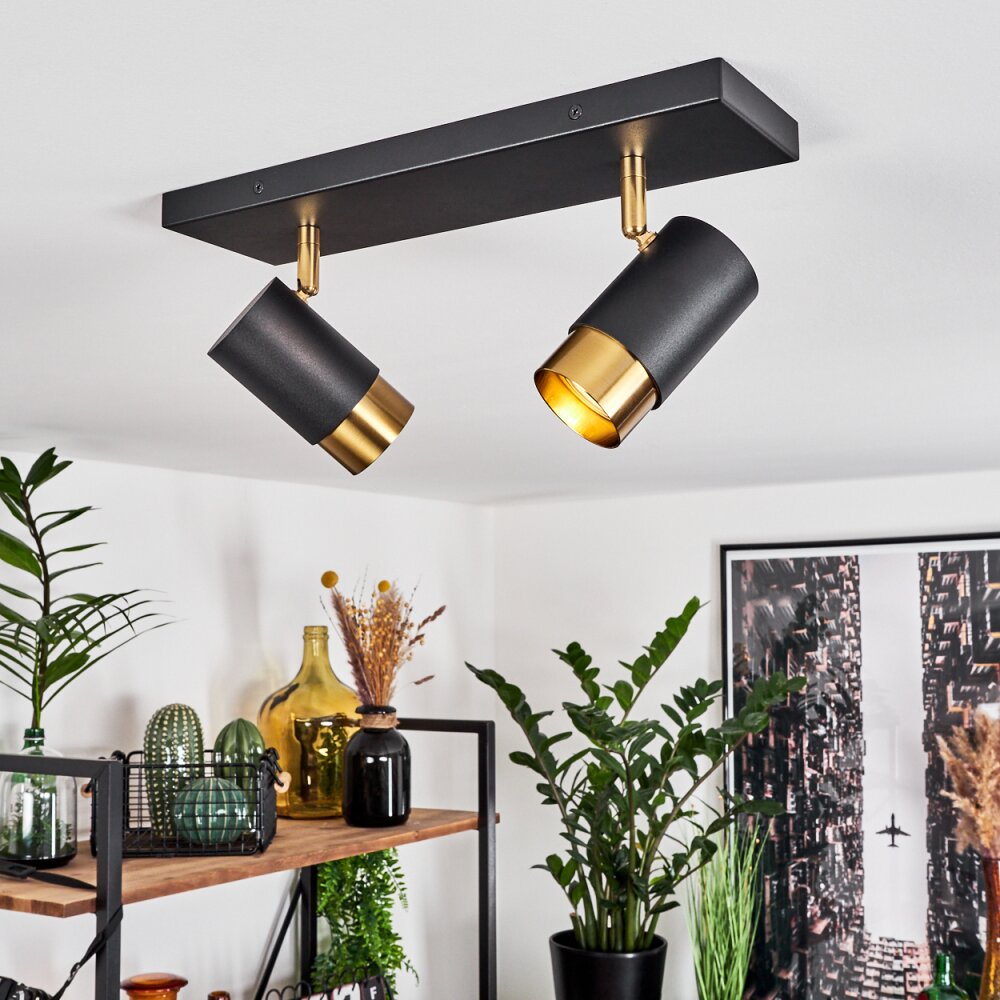 Plafonnier Campanas Laiton, Noir, 2 lumières main product photo