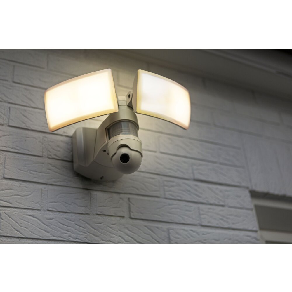Applique murale d'extérieur Lutec LIBRA LED Blanc, 1 lumière, Détecteur de mouvement main product photo