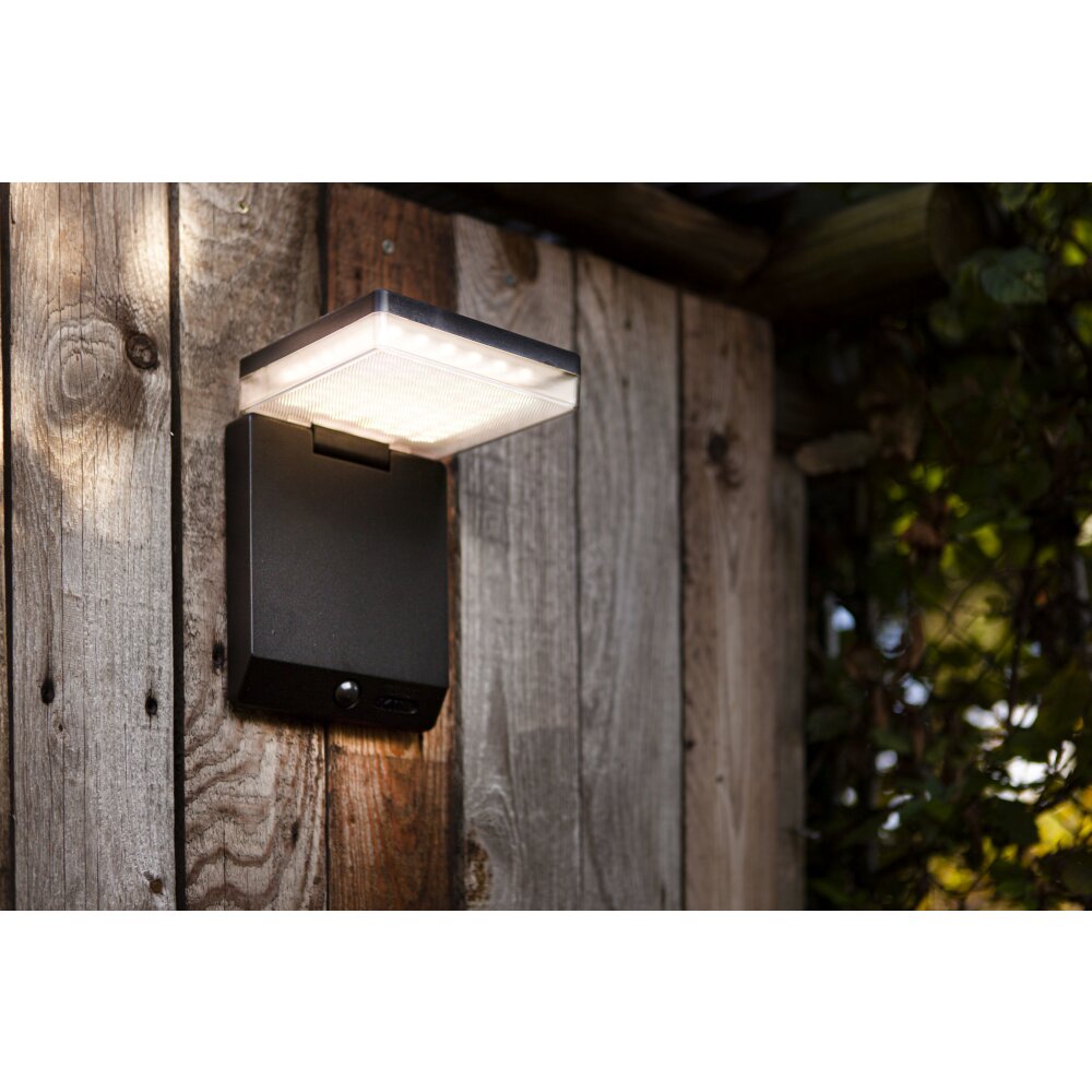 Applique murale d'extérieur Lutec MOZE LED Noir, 1 lumière, Détecteur de mouvement main product photo