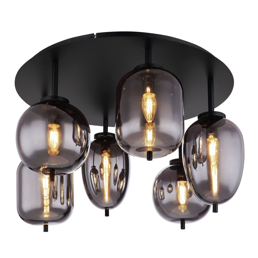 Plafonnier Globo BLACKY Noir, 6 lumières main product photo