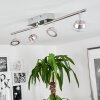 Plafonnier Marsen LED Chrome, Nickel mat, 4 lumières, Télécommandes, Changeur de couleurs
