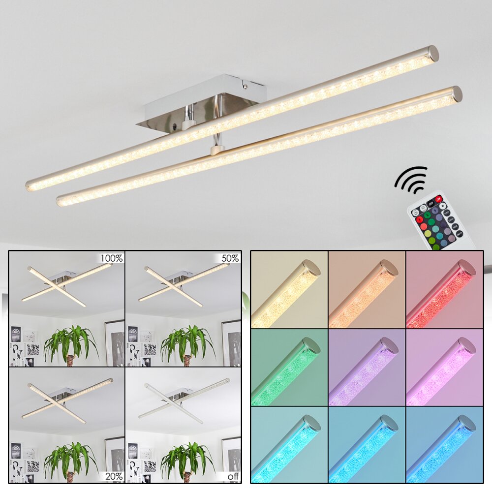 Plafonnier Noppa LED Chrome, Nickel mat, 2 lumières, Télécommandes, Changeur de couleurs main product photo