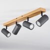 Plafonnier Javel Couleur bois, Noir, 4 lumières