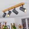 Plafonnier Javel Couleur bois, Noir, 4 lumières