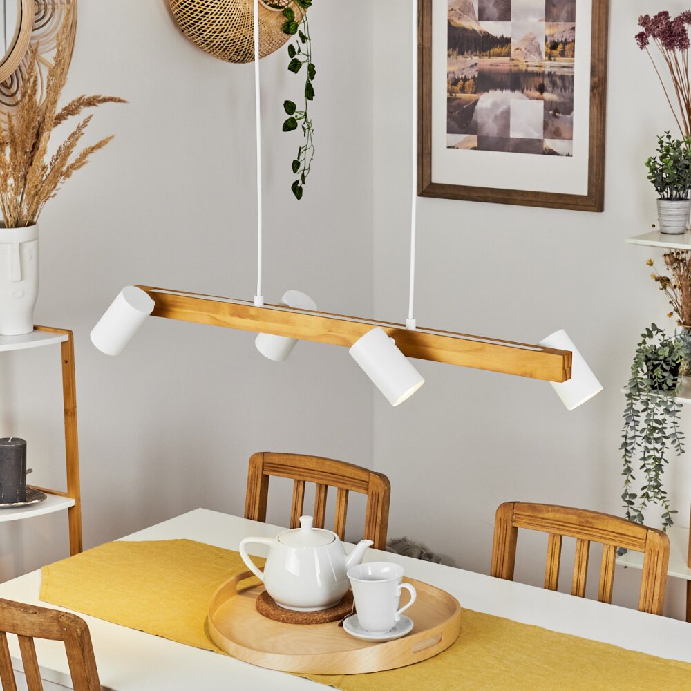 Suspension Zuoz Écru, Blanc, 4 lumières main product photo