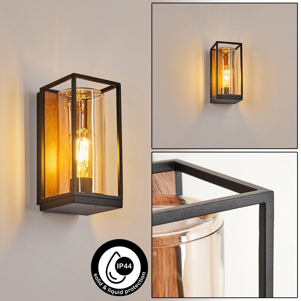 Applique murale d'extérieur Palanga Brun, Couleur bois, Noir, 1 lumière main product photo