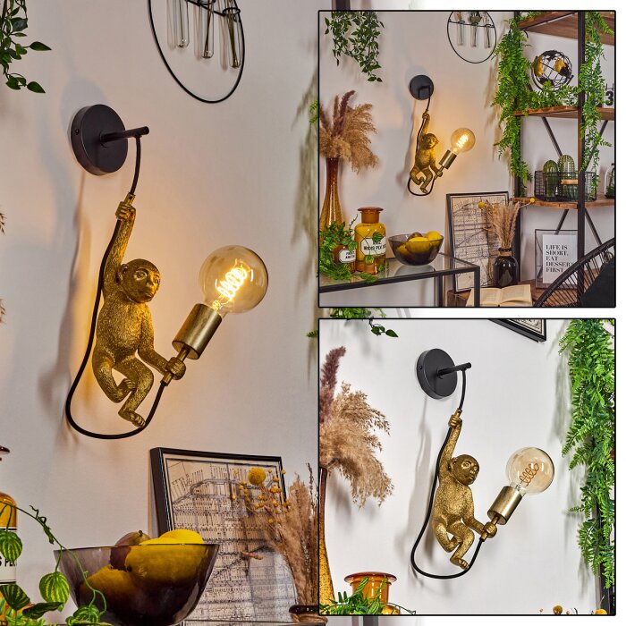 Applique murale Suardi Or, Noir, 1 lumière Applique murale Suardi Or, Noir, 1 lumière