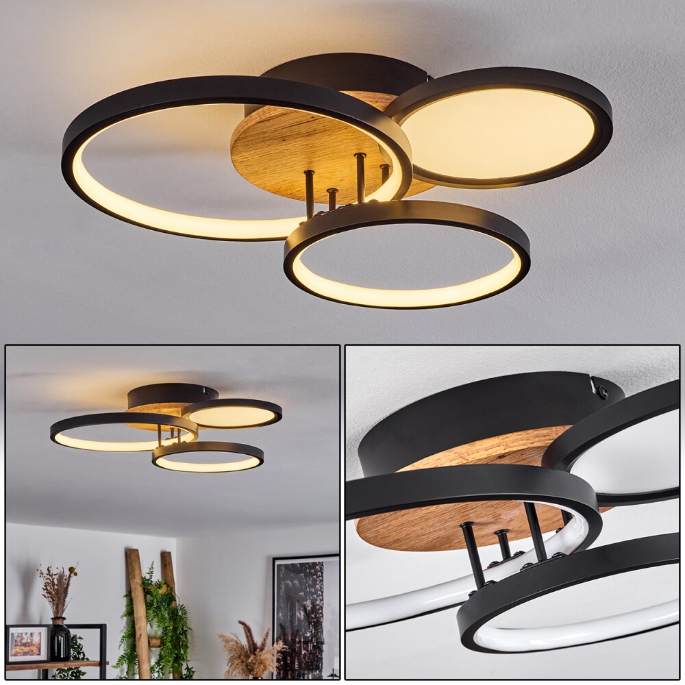 Plafonnier Avelal LED Brun, Couleur bois, Noir, 1 lumière main product photo