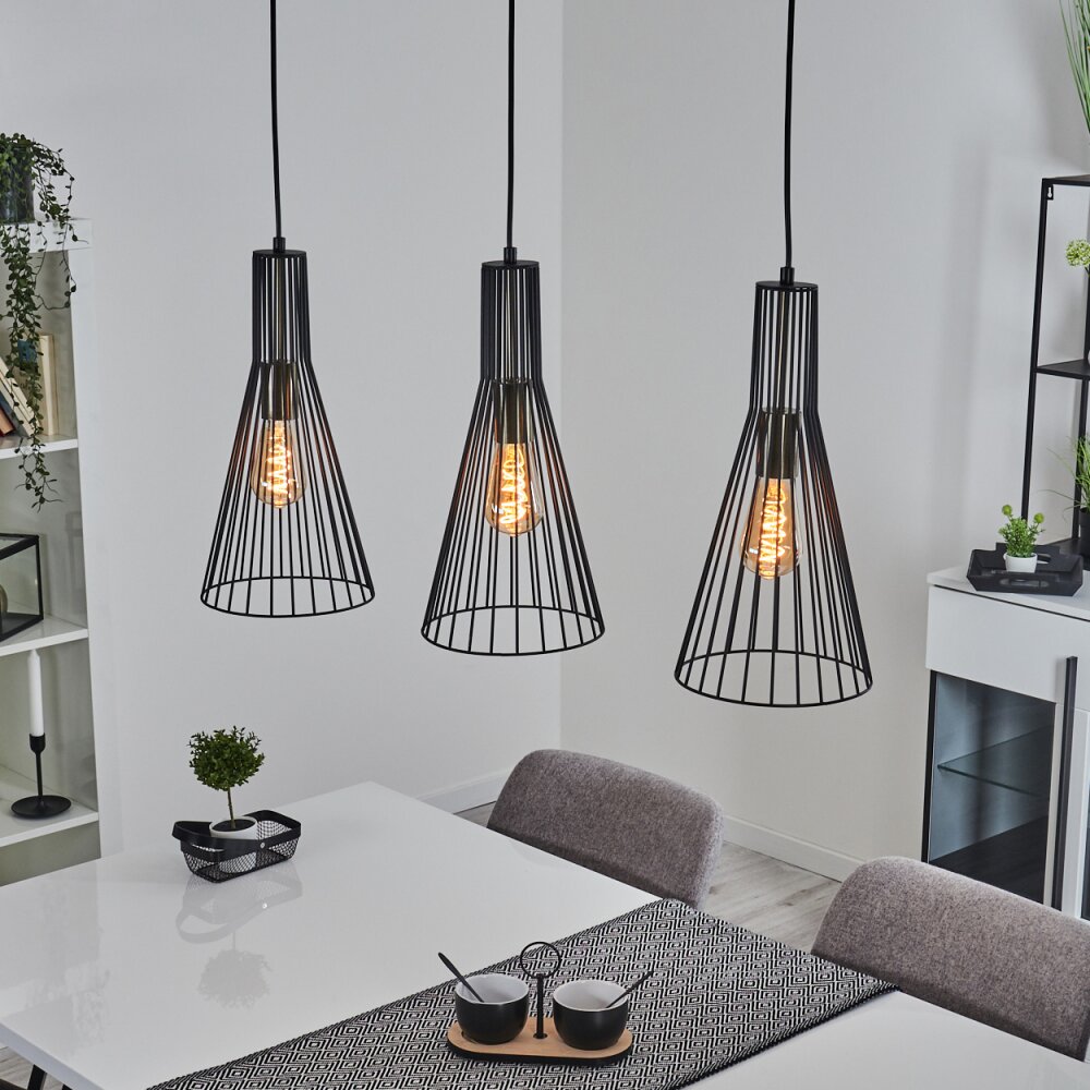 Suspension Samorinha Laiton, Noir, 3 lumières main product photo