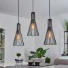 Suspension Samorinha Laiton, Noir, 3 lumières