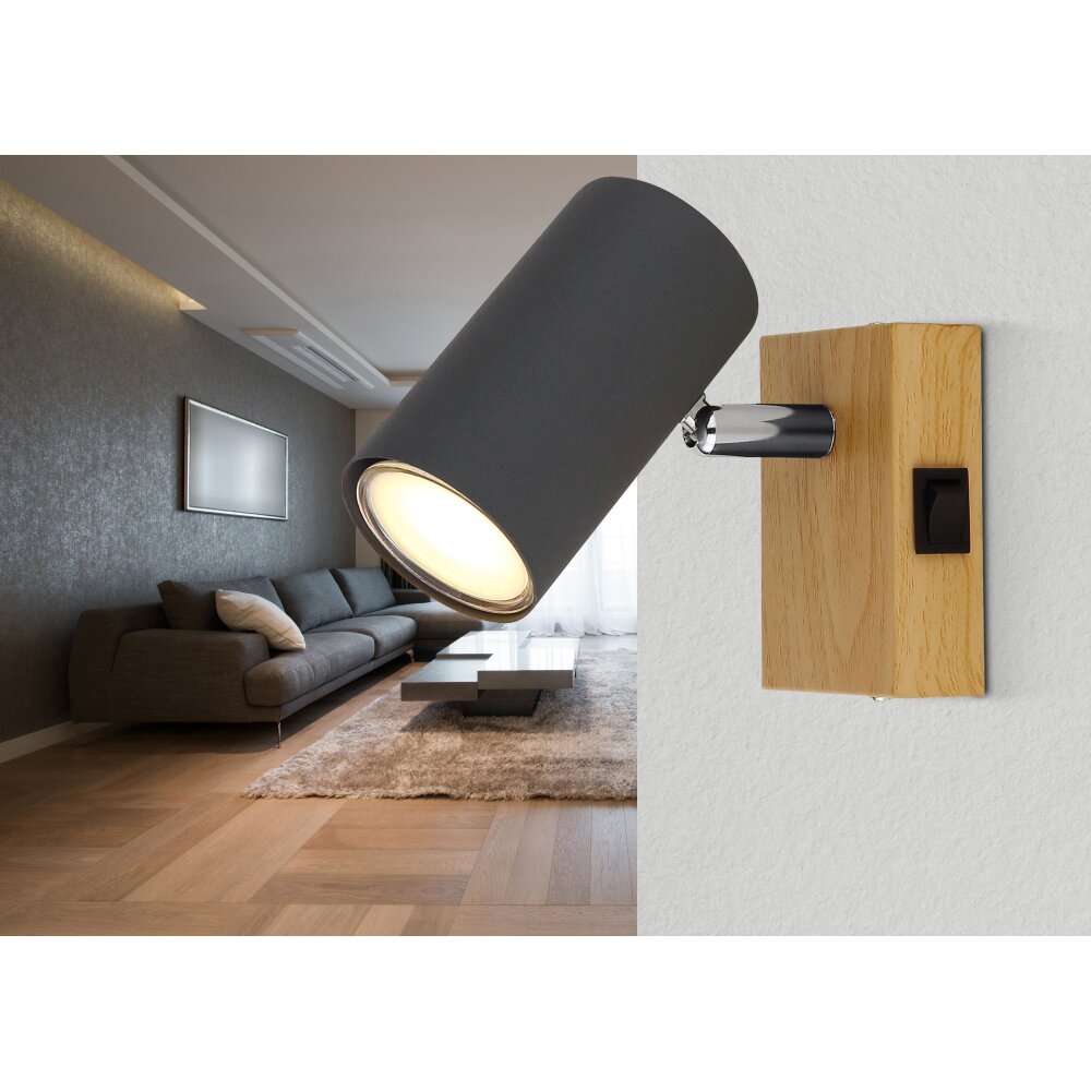 Applique murale Globo ROBBY Noir, 1 lumière main product photo