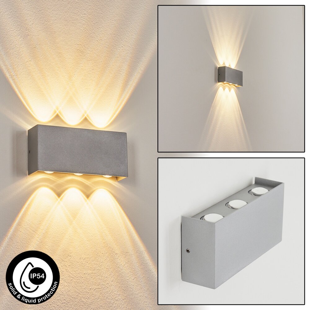 Applique murale d'extérieur Morenos LED Argenté, Blanc, 6 lumières main product photo
