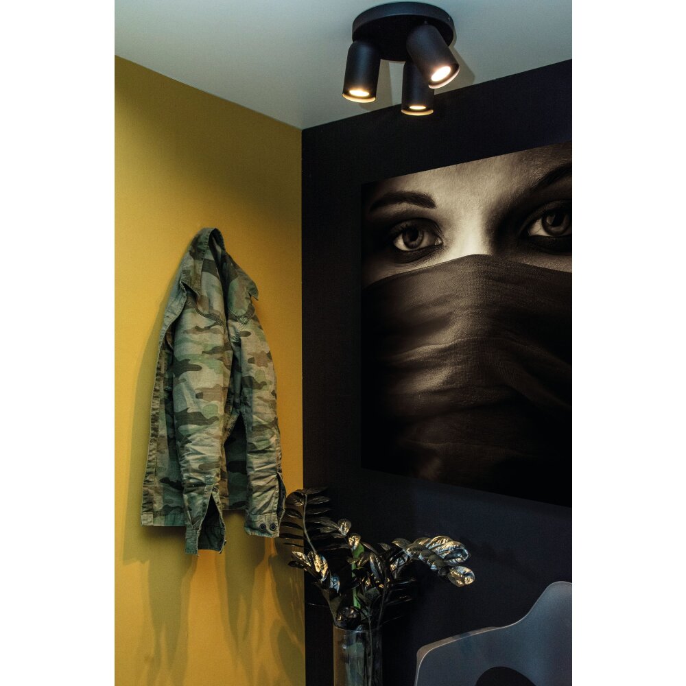 Plafonnier Lucide PUNCH Noir, 3 lumières main product photo