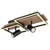 Plafonnier Globo KASSU LED Couleur bois, Noir, Blanc, 2 lumières