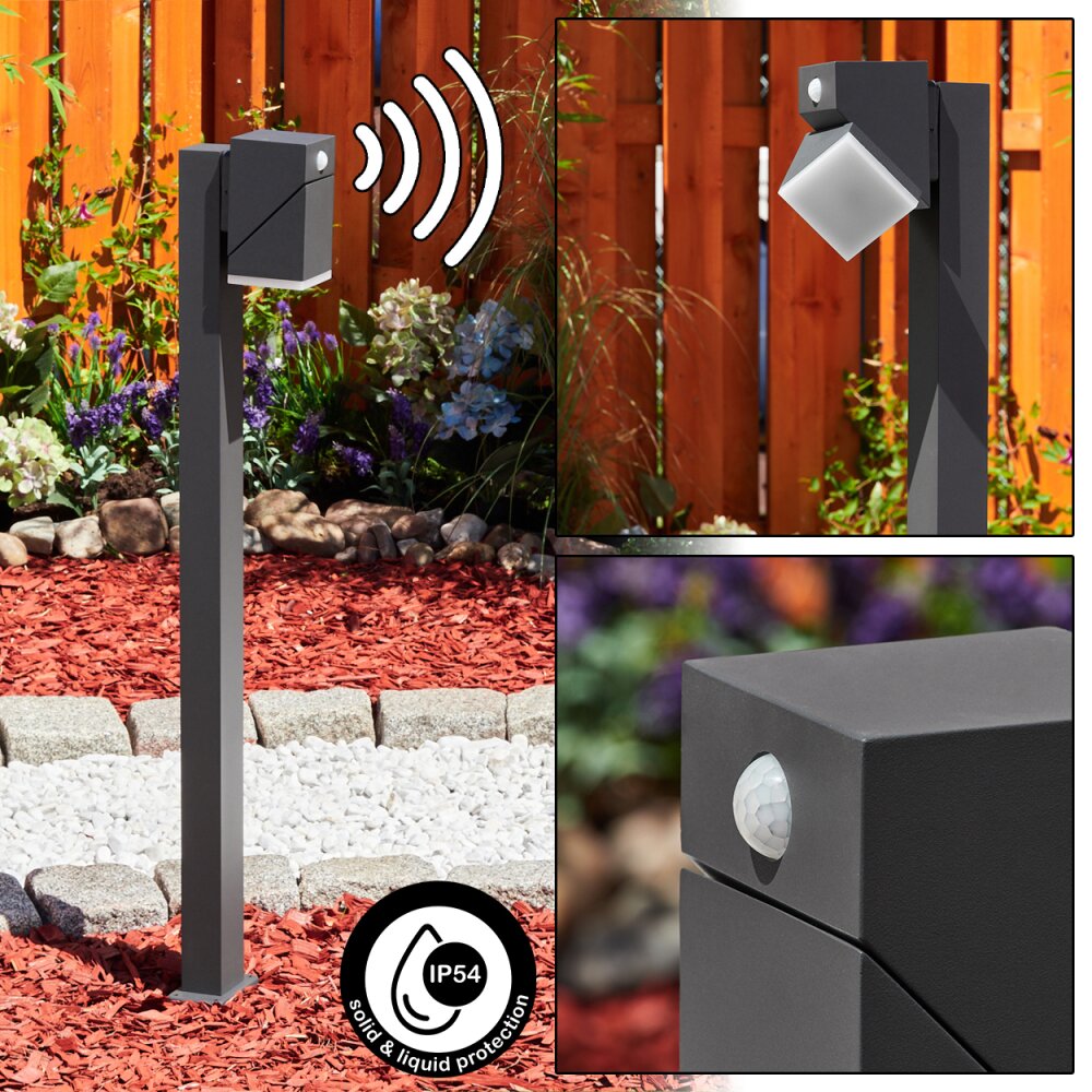 Borne lumineuse Toogong LED Anthracite, 1 lumière, Détecteur de mouvement main product photo