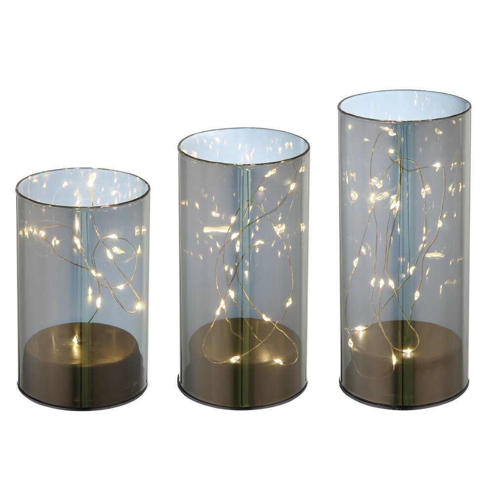 Set de Lampe de table Globo HANNI LED Gris, 45 lumières main product photo