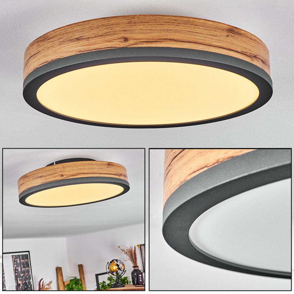 Plafonnier Salmi LED Anthracite, Brun, Couleur bois, 1 lumière main product photo