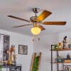 Ventilateur de plafond  Apiao Brun, Couleur bois, Argenté, 1 lumière