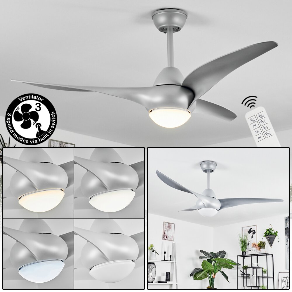 Ventilateur de plafond Malloa LED Titane, 1 lumière, Télécommandes main product photo