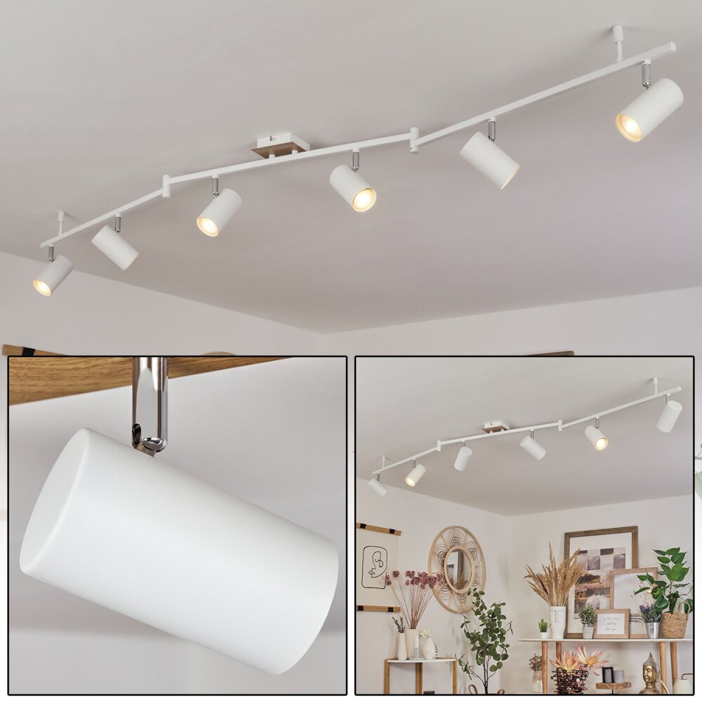 Plafonnier Javel Chrome, Couleur bois, Blanc, 6 lumières main product photo