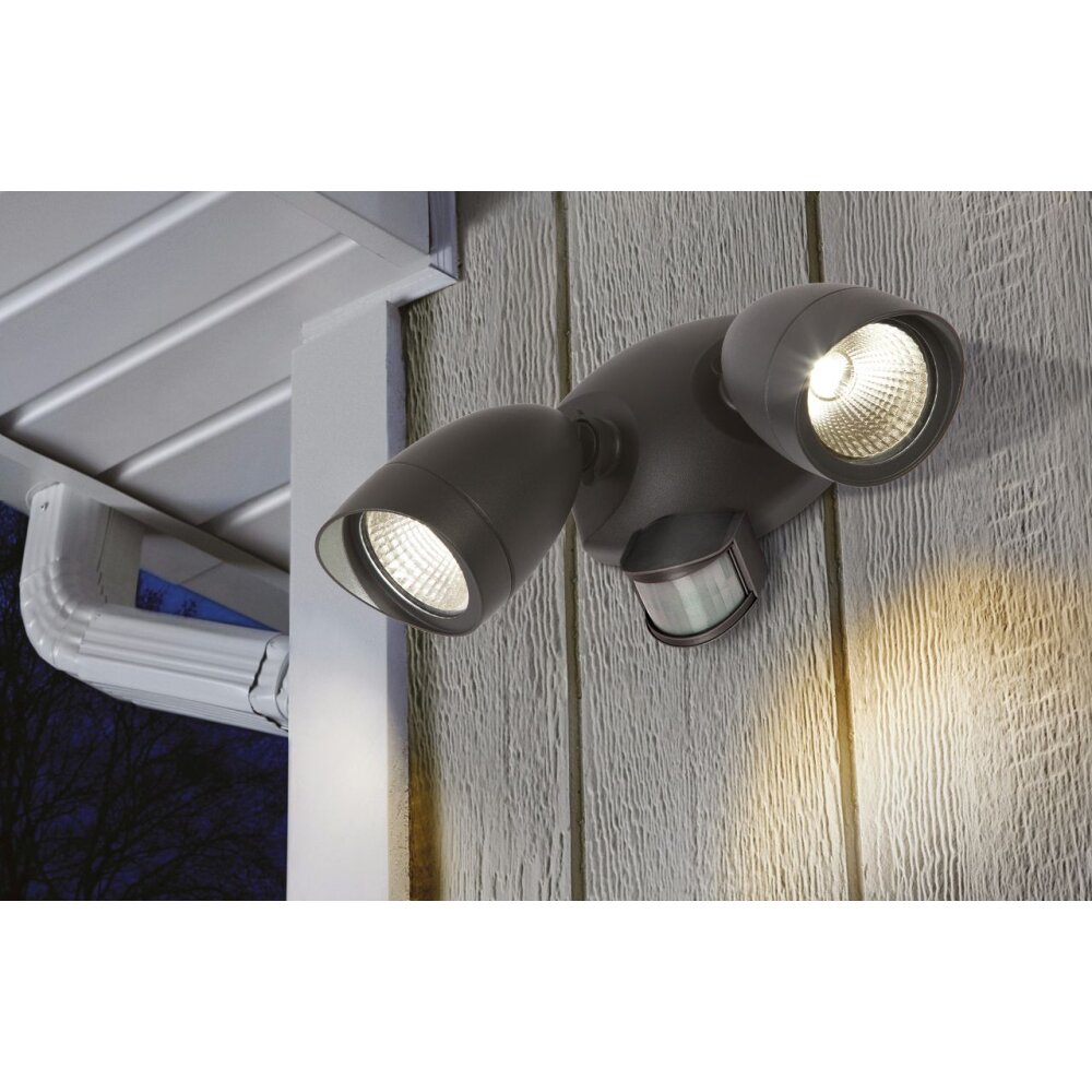 Applique murale d'extérieur Lutec SHRIMP LED Noir, 2 lumières, Détecteur de mouvement main product photo