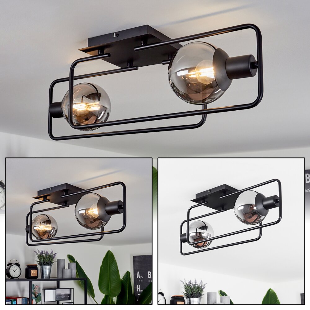 Plafonnier Agropoli Noir, 2 lumières main product photo